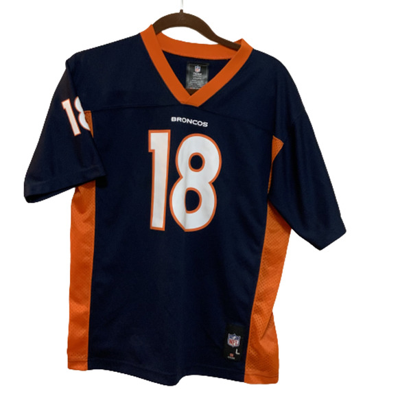 NFL Team Apparel Youth Jersey Tee Large Peyton Manning #18 Denver Broncos Navy - Picture 3 of 9